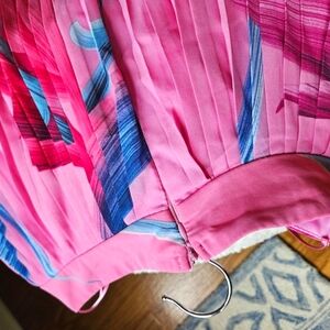 Pink Pleated Skirt with Blue and Purple Accents